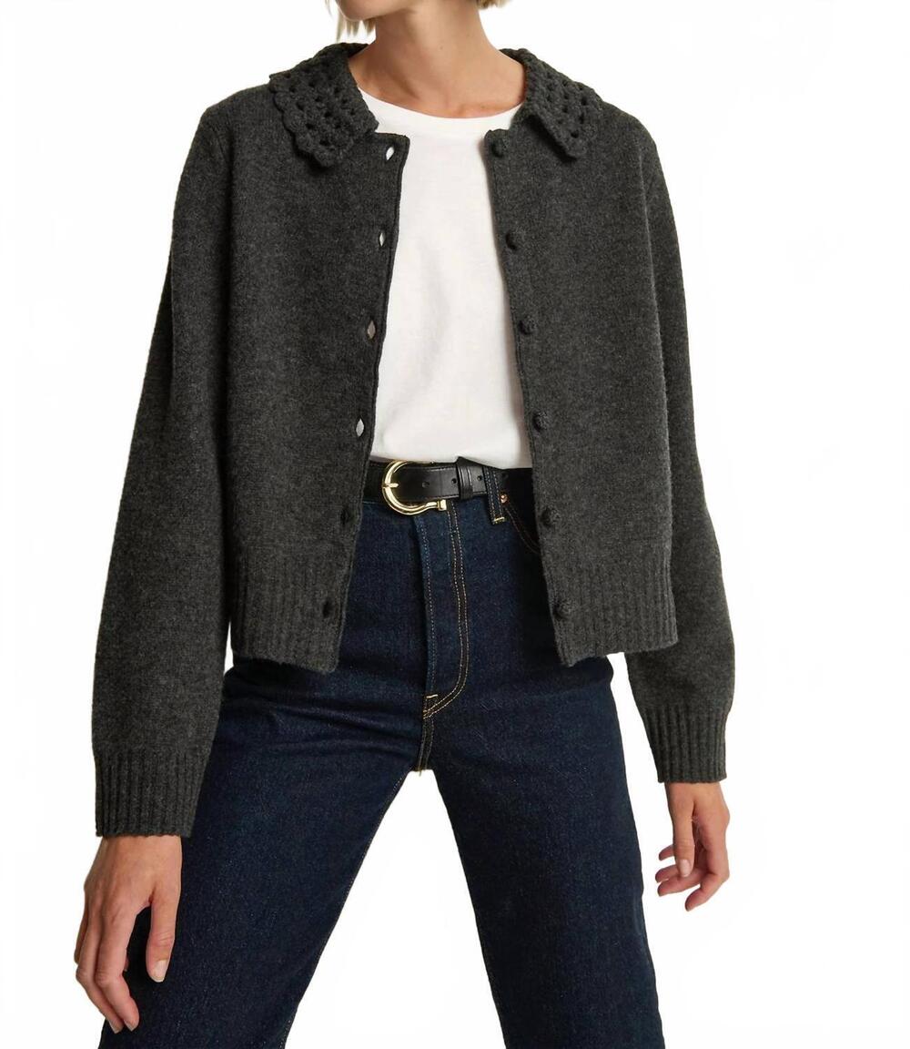 NEW NATION LTD addie wool cardigan in hesther charrcoal